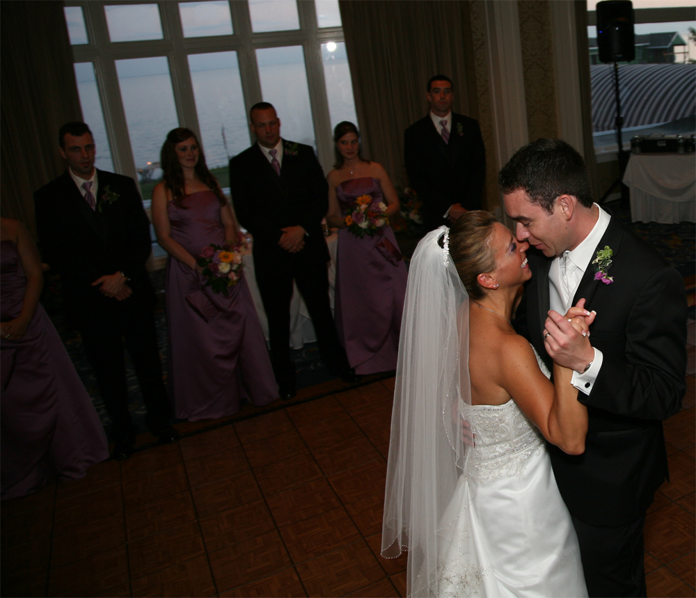 Bride and Groom Mariah and Keith Meehan dance their First Dance at their wedding reception photographed by Atlantic Coast Entertainment