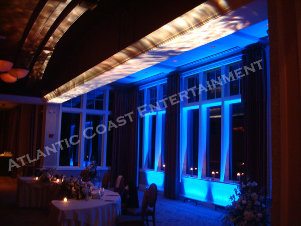 CT Wedding Sweetheart Table with Uplighting at the Lake of Isles in Stonington CT