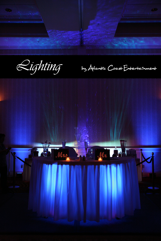CT Wedding Sweetheart Table with Uplighting at the Marriott in Groton CT