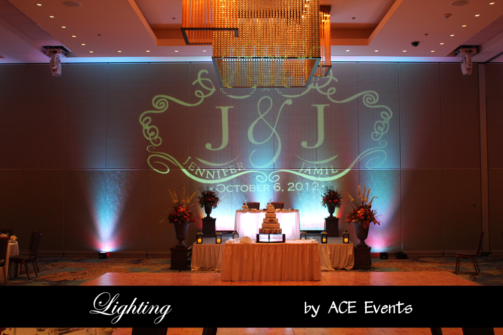 CT Wedding Uplighting and Monogram at The MGM Grand at Foxwoods in North Mashantucket CT